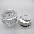 high quality glass material 30g electroplated silver glass jar for facial cream